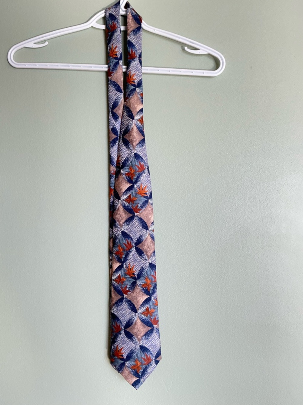 Gant 100% Pure Silk Tie Geometric Maple Leaf Italian Artdeco Academia Old Money